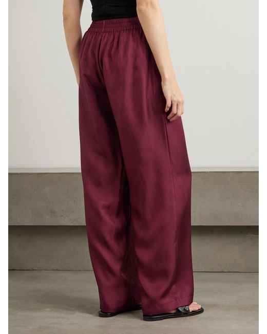Lisa Yang Purple Jogginghose Mit Weitem Bein Aus Seiden-Twill