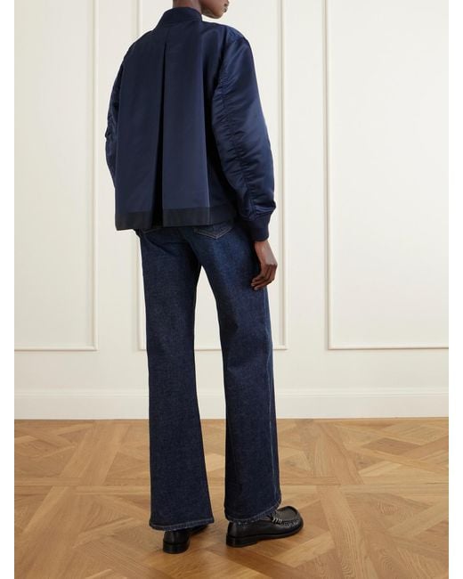 Sacai Blue Pleated Padded Shell Bomber Jacket