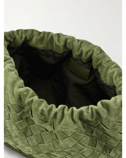 Bottega Veneta Green Dustbag Intrecciato Suede Shoulder Bag
