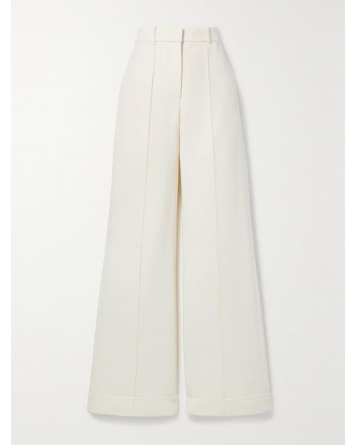 Pantalon Large En Laine Et Soie Mélangées Deeda Adam Lippes en coloris White