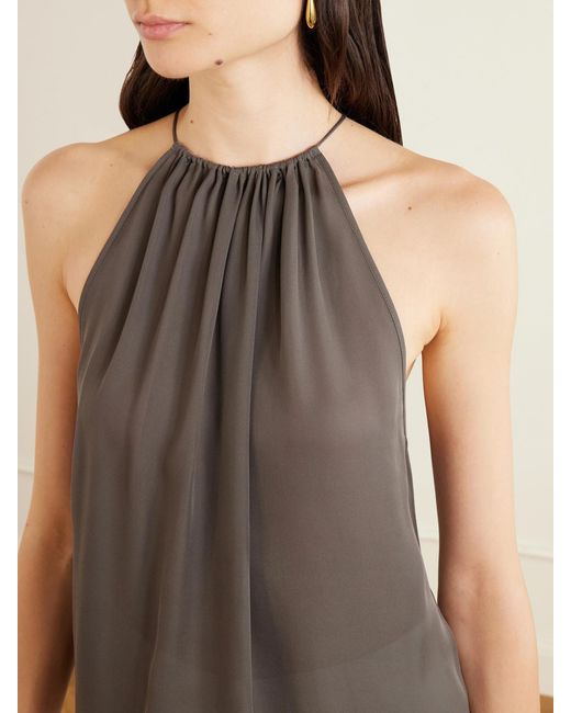 Nili Lotan Gray Nikki Silk Halterneck Tank
