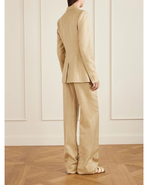 Gabriela Hearst Natural Angela Double-Breasted Wool, Silk And Linen-Blend Blazer