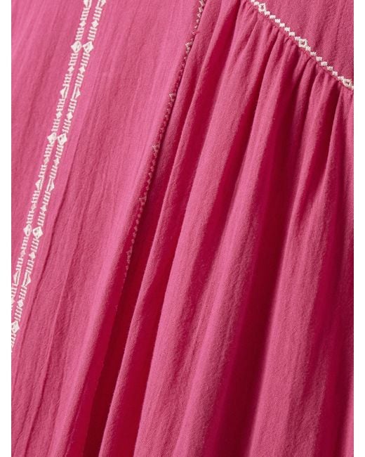 Isabel Marant Pink Pippa Oversized Embroidered Cotton Midi Dress