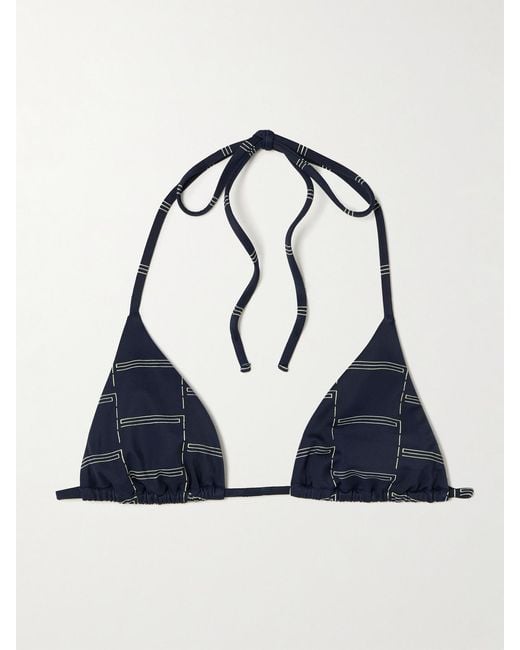 Matteau Blue The String Printed Recycled Triangle Bikini Top