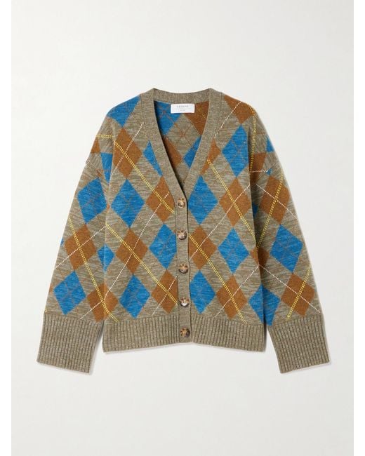 La Ligne Blue Hamish Argyle Wool And Cashmere-Blend Cardigan