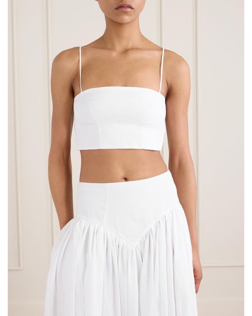 Gabriela Hearst White Blazie Cropped Linen Top