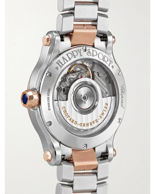 Chopard Metallic Happy Sport Automatic 36Mm 18-Karat Rose, Stainless Steel And Diamond Watch