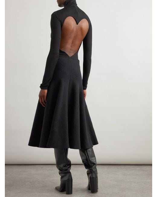 Alaïa Black Open-Back Jersey Turtleneck Bodysuit