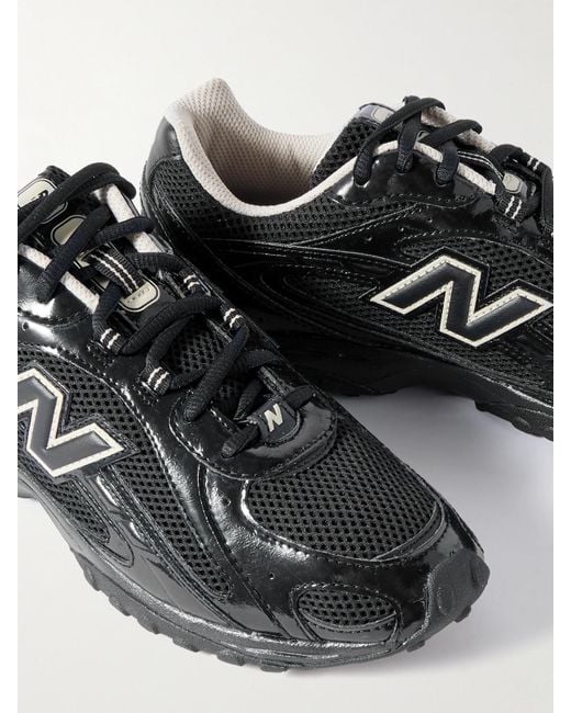 New Balance Black 204L Paneled Patent-Leather And Mesh Sneakers