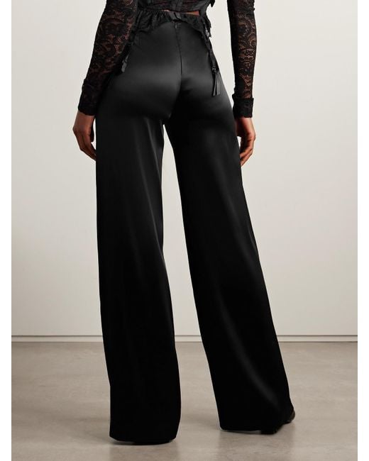 Balenciaga Black Satin Wide-Leg Pants