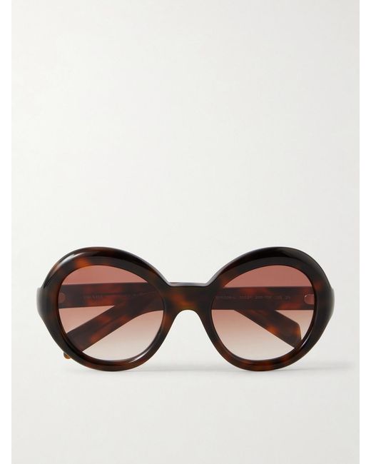 Prada Brown Round-Frame Acetate Sunglasses