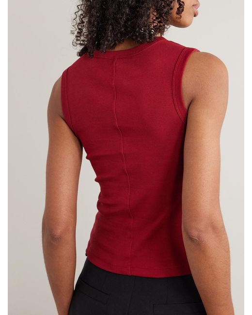 Flore Flore Red Esmé Ribbed Organic Cotton-Jersey Tank