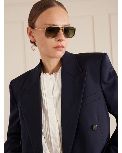 Jacques Marie Mage Green Earl Aviator-Style Titanium Sunglasses