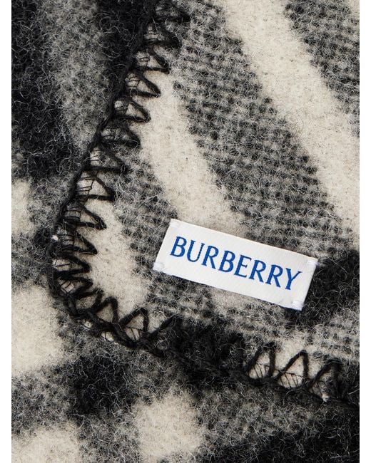 Burberry Black Checked Wool Scarf