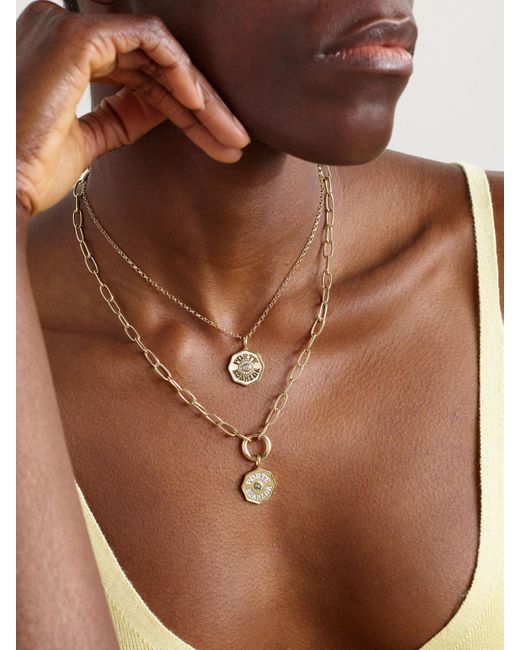 Marlo Laz Natural 14-Karat, Aquamarine And Enamel Necklace