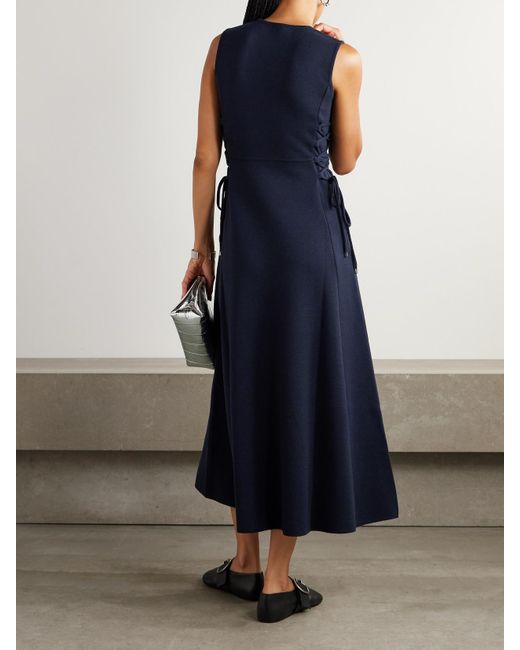 Max Mara Blue Delfi Midikleid Aus Wolle Mit Schnürungen