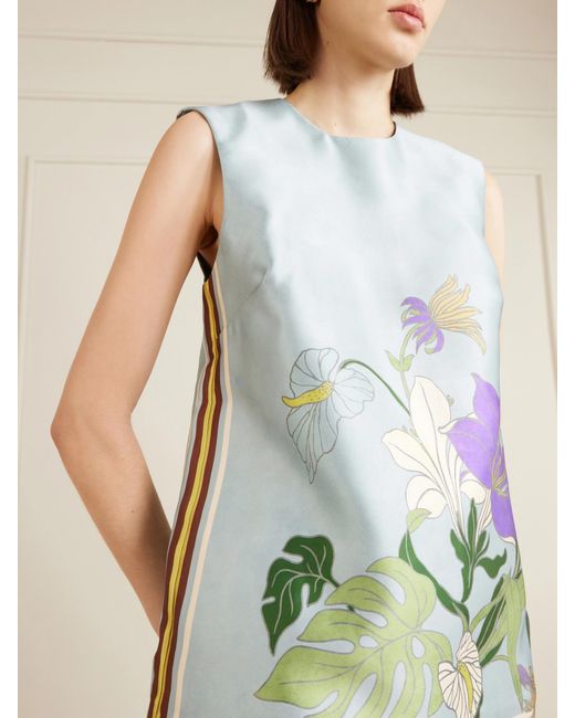 ALÉMAIS Blue Alfie Floral-Print Recycled Taffeta Top
