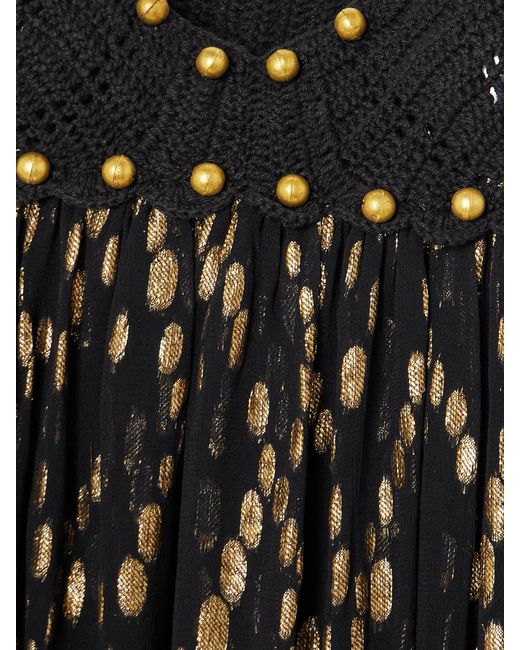 Alix Of Bohemia Black Victoria Twilight Mist Embellished Crotchet-Trimmed Fil Coupé-Voile Midi Dress
