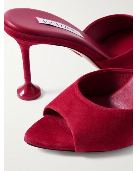 Aquazzura Pink Bisous 85 Mules Aus Veloursleder