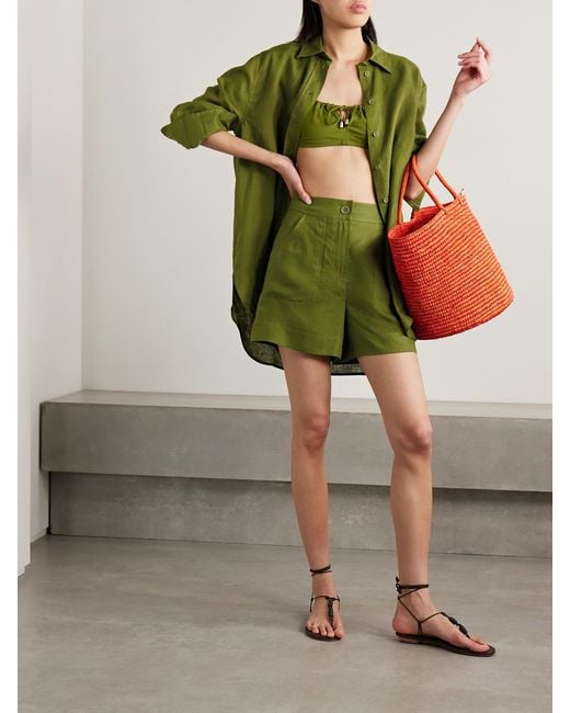 Eres Green L'Intemporel Correct Linen Shorts