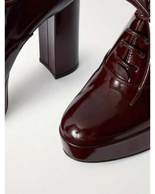 Gianvito Rossi Brown 70 Patent-Leather Platform Oxford Pumps