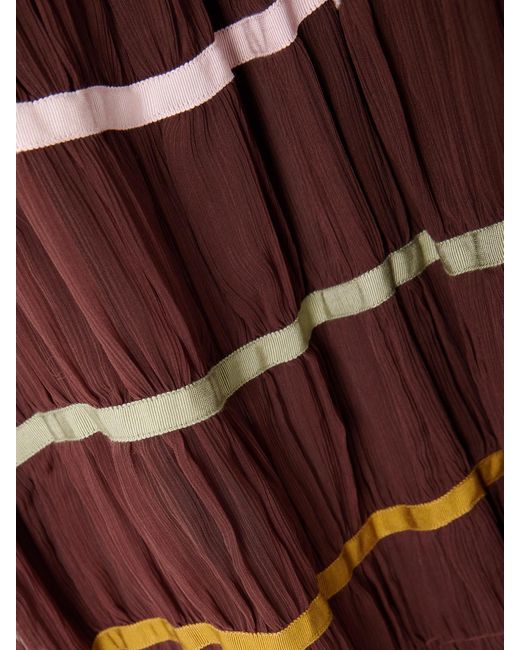 Alix Of Bohemia Emrys Clove Aurora Tiered Striped Gauze Midi Dress