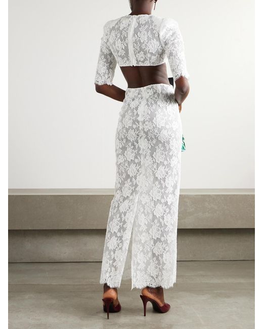 ShuShu/Tong White Cutout Bow-Embellished Cotton-Blend Lace Gown