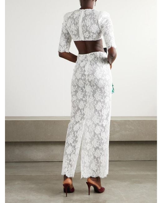 ShuShu/Tong White Robe Aus Spitze Aus Einer Baumwollmischung Mit Schleife Und Cut-Out
