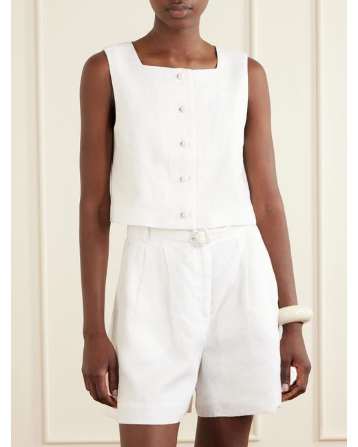 Posse White Rio Linen Tank Top