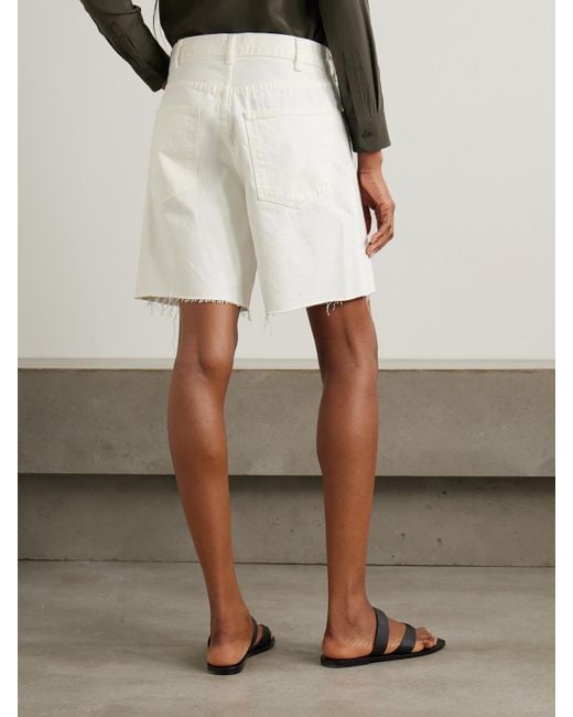 Nili Lotan White Russel Jeansshorts Mit Fransen