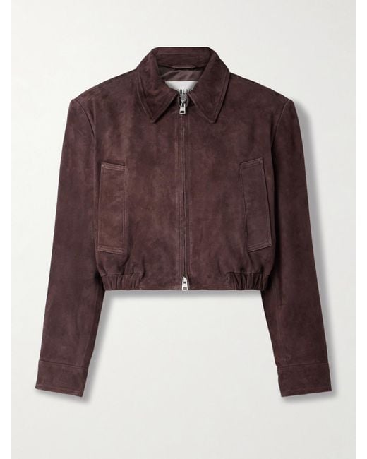 Agolde Brown Nahla Cropped Suede Jacket