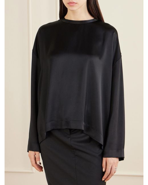 Totême Black Satin Top