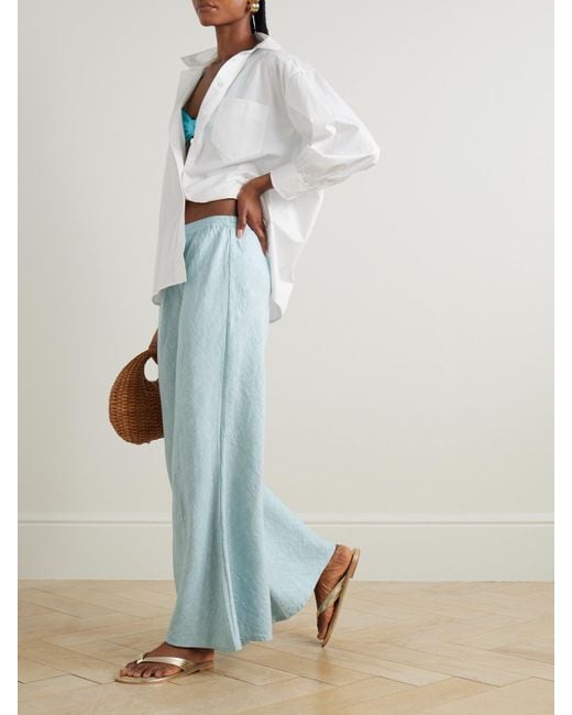Suzie Kondi Blue Anesi Linen Flared Pants