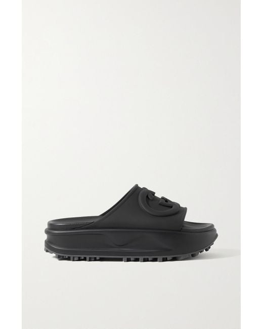 Gucci Miami Rubber Platform Slides in Black Lyst UK