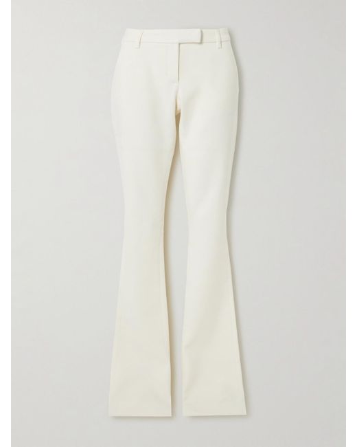Acne White Wool-Blend Twill Flared Pants