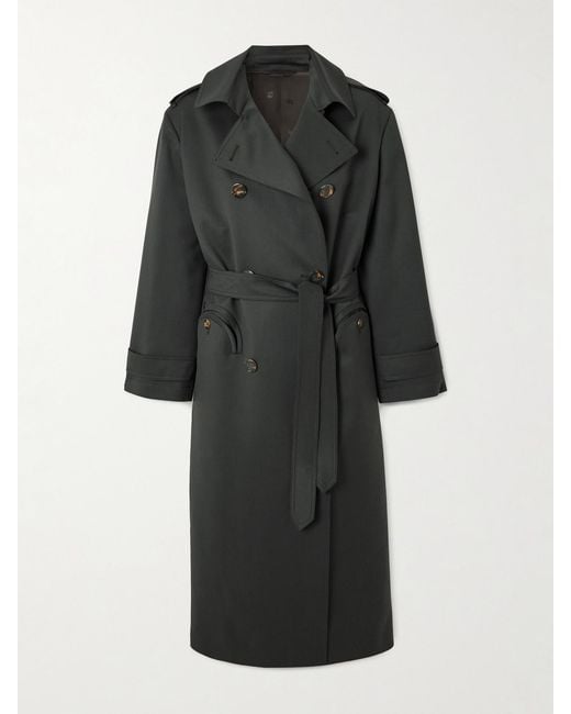 Blazé Milano Black Aseel Belted Double-Breasted Wool And Mohair-Blend Twill Coat