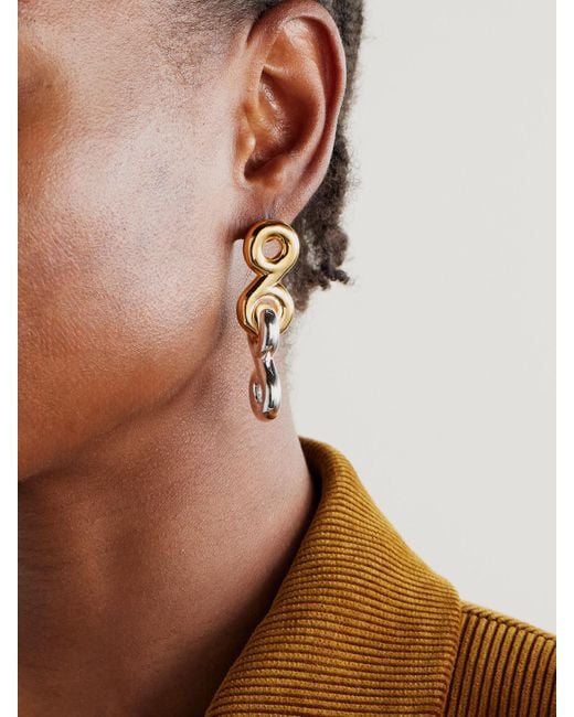 Boucles D'Oreilles En Vermeil Et Argent Double-Loop Knot Uncommon Matters en coloris White