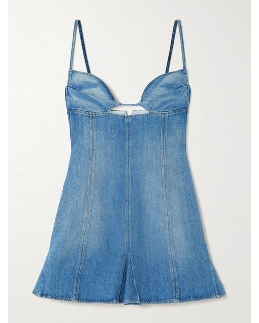 Nensi Dojaka Blue Minikleid Aus Denim Mit Cut-Out