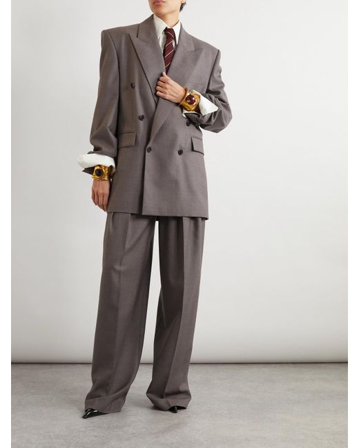 Saint Laurent Gray Doppelreihiger Blazer Aus Wolle
