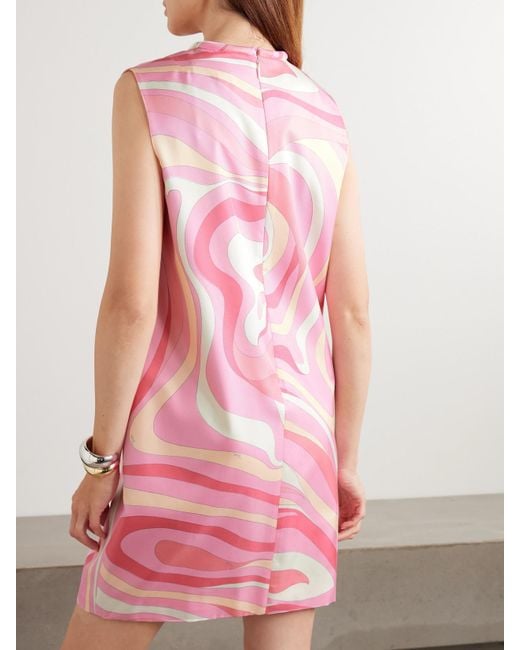 Emilio Pucci Pink Printed Silk-Twill Mini Dress