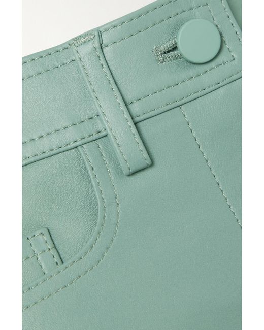 Joseph Green Teddy Cropped Paneled Leather Slim-Leg Pants