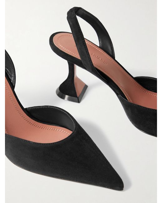 AMINA MUADDI White Holli Suede Slingback Heels