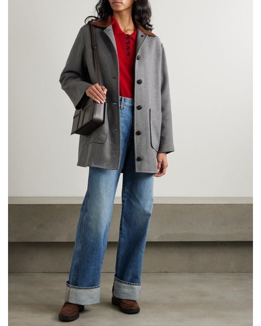 Manteau En Tissu À Finitions En Velours Côtelé Freya Veronica Beard en coloris Gray