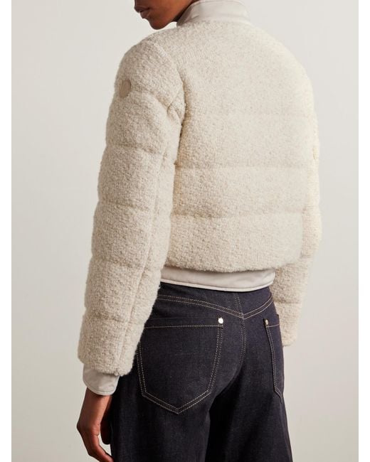 Moncler Natural Blandy Cropped Shell-Trimmed Bouclé Down Jacket