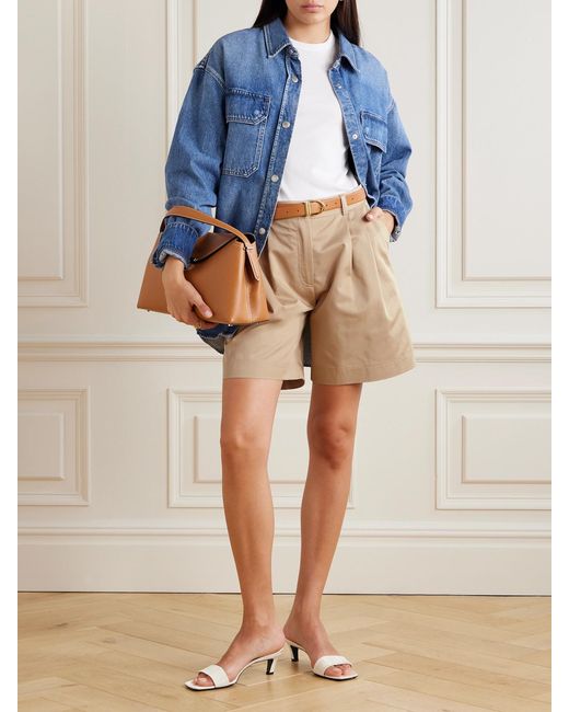 Totême Natural Pleated Organic Cotton-Twill Shorts