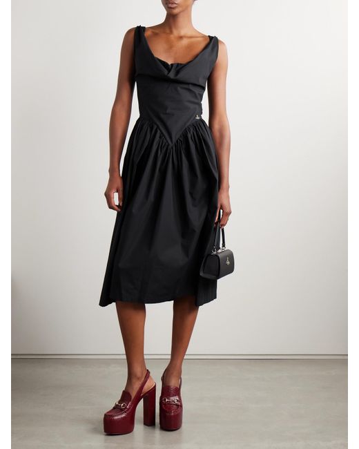 Robe Midi En Popeline De Coton À Fronces Sunday Vivienne Westwood en coloris Black