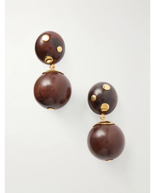 Lizzie Fortunato Brown Nopales-Tone Wood Earrings