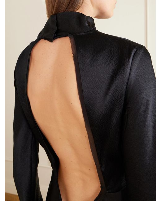 TOVE Black Gio Open-Back Silk-Cloqué Maxi Dress