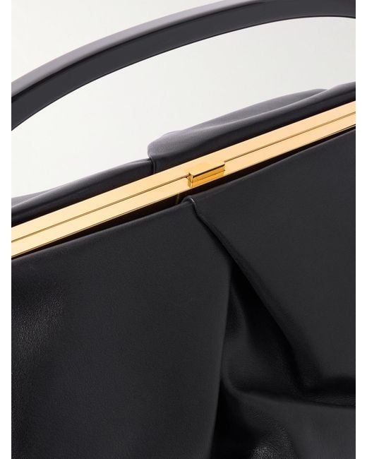 Dries Van Noten Black Pleated Leather Tote
