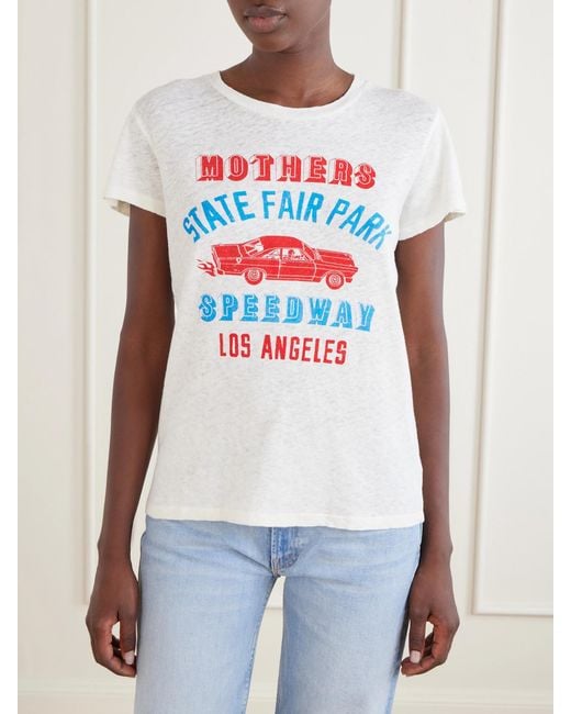 Mother White The Lil Sinful Printed Cotton And Linen-Blend Jersey T-Shirt